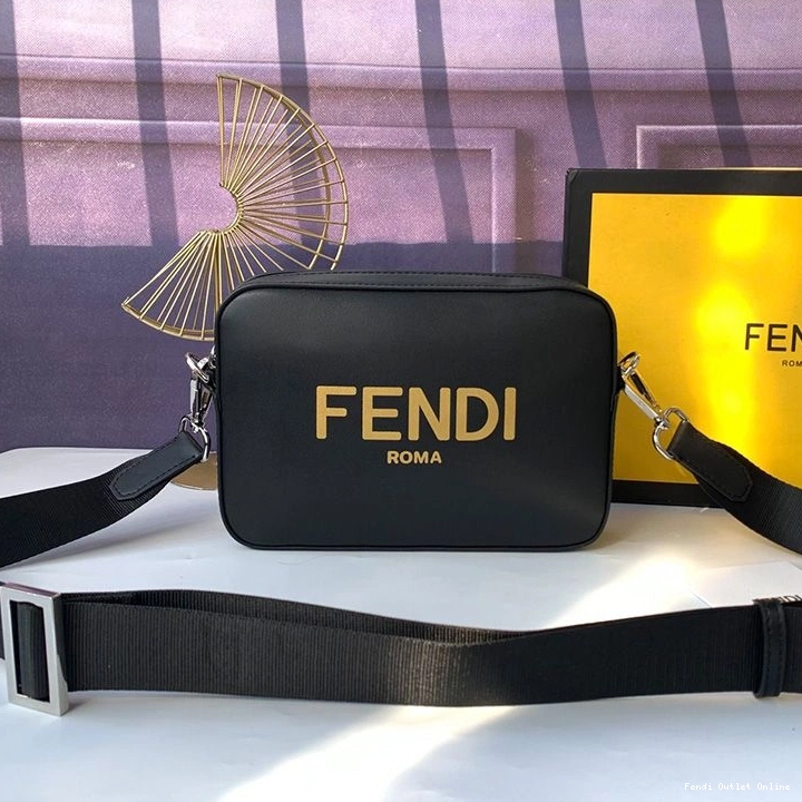 Leather Black Case ROMA Logo Compact In Camera Calf Fendi 0822